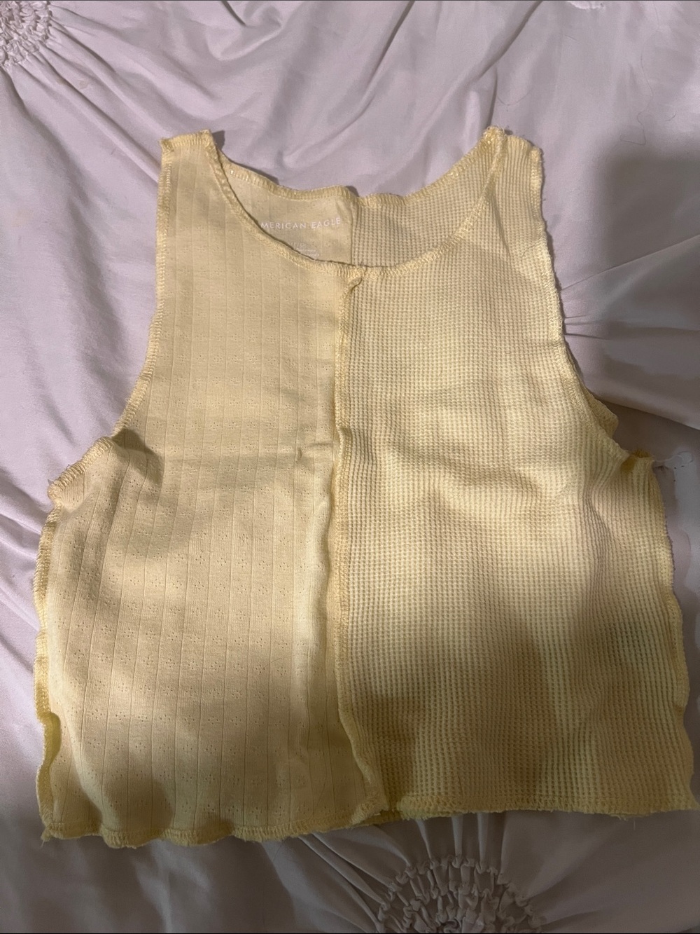 American Eagle Outfitters Pale Yellow Ribbed Crop Tank